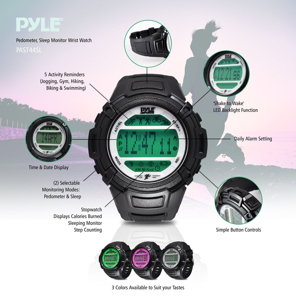 Pyle Digital Multifunction Sports Wrist Watch - Smart Fit Classic Men Women Sport Running Training Fitness Gear Tracker w/ Sleep
