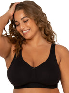 Fruit of the Loom Women's Plus Size Wireless Cotton Bra, Black Hue, 40G