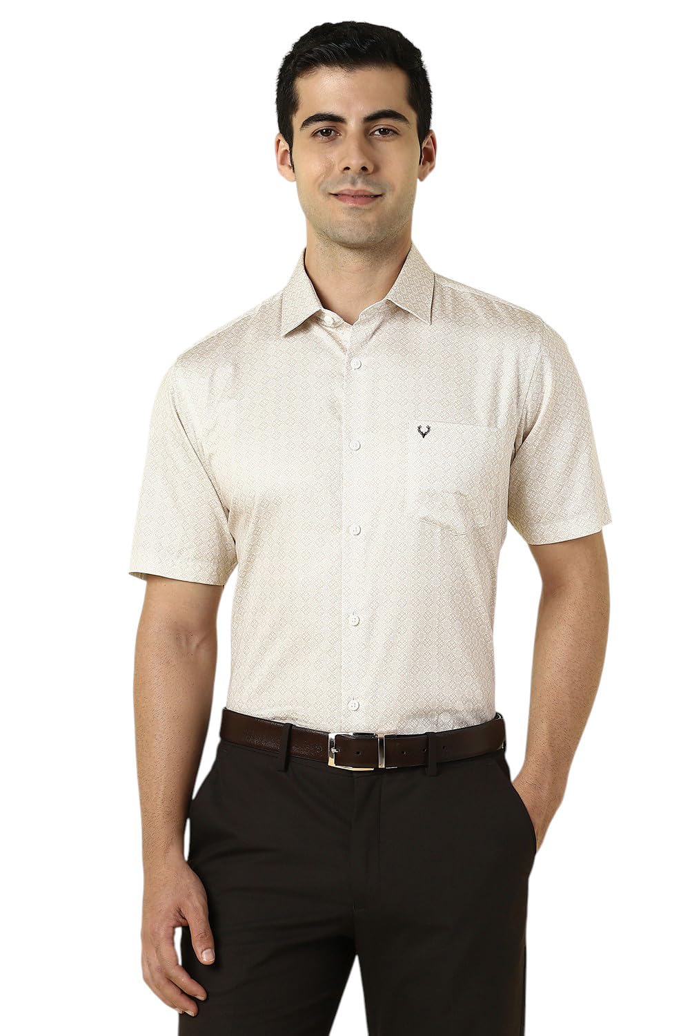 Allen Solly Men Slim Fit Printed Formal Short Sleeve Shirt