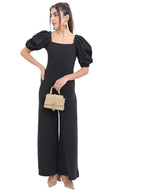 Ketch Womens Puff Sleeve Flared Jumpsuit