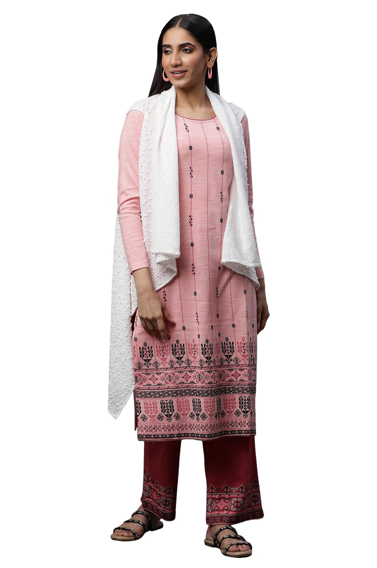 Aurelia Womens Polyester Shawl Neck Shrug Sweater (23NOA40089-704352_White