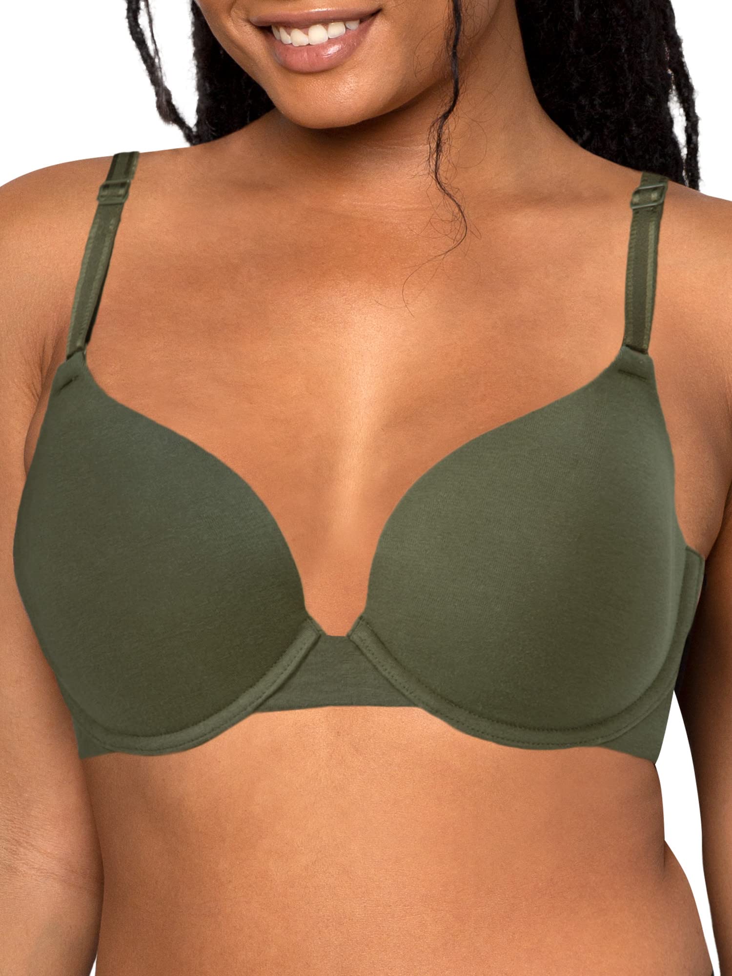 Fruit of the Loom Womens T-Shirt Bra, Desert Dusk/Grey Heather/Olive, 36DD US