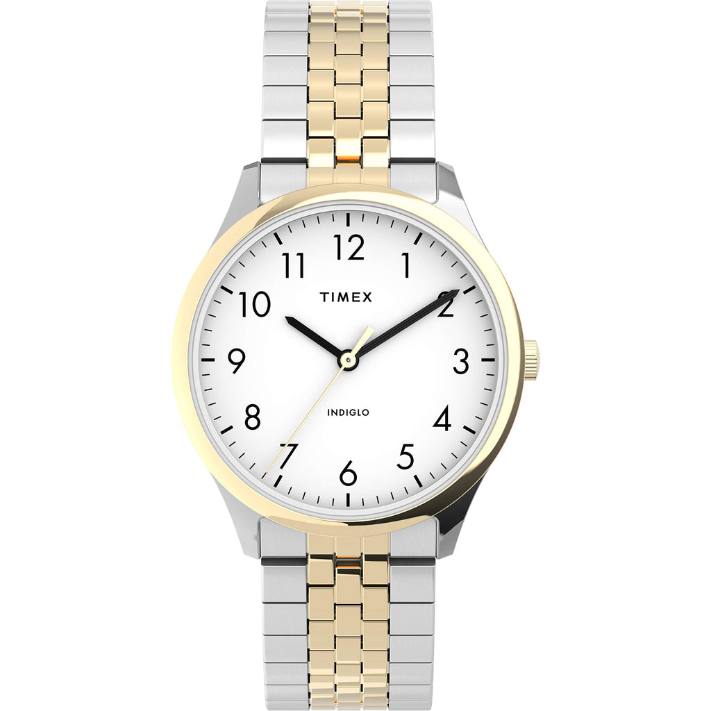 Timex Women's Modern Easy Reader 32mm Watch - Two-Tone Case White Dial with Expansion Band