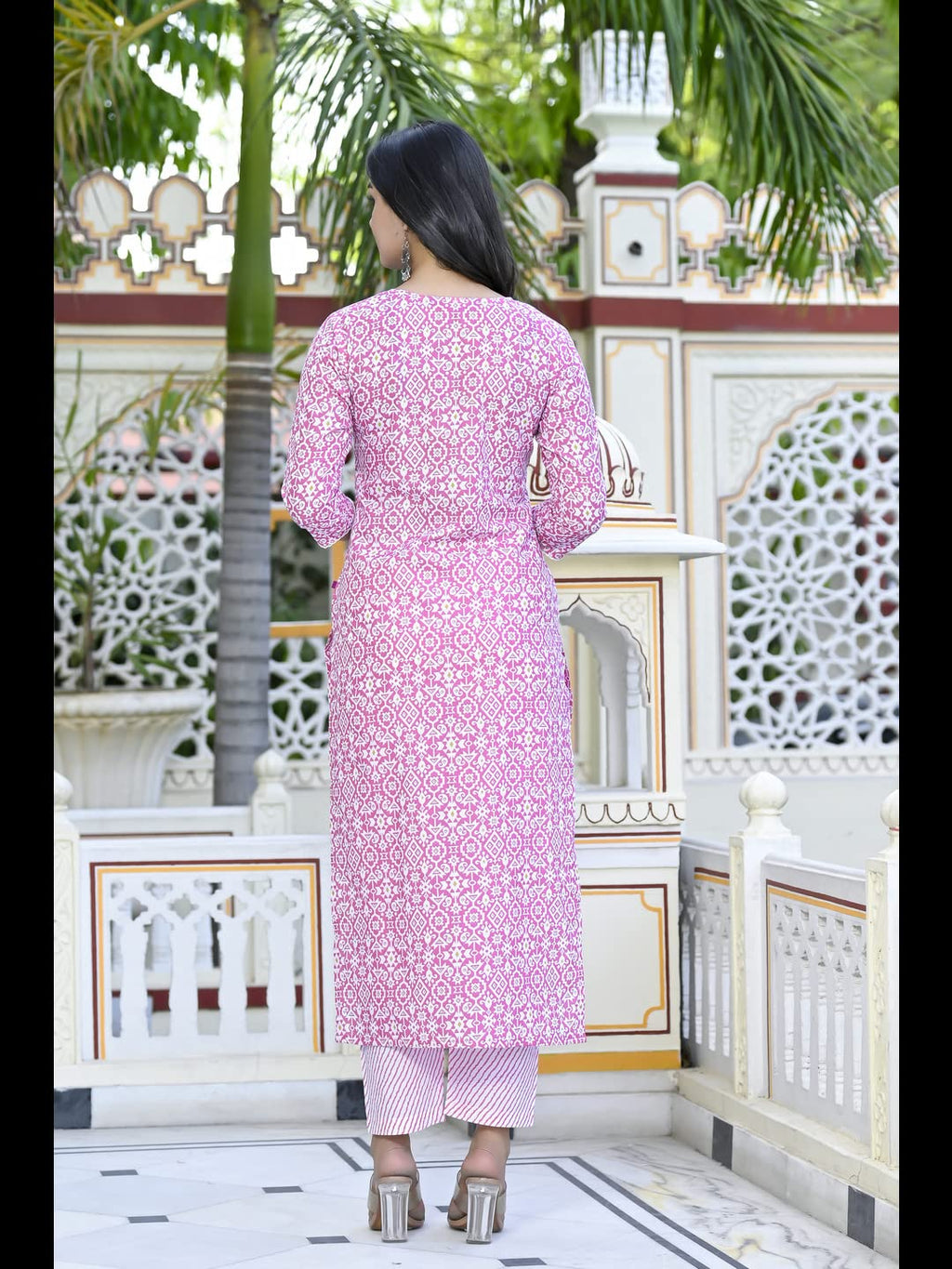 ANNI DESIGNER Womens Cotton Blend Printed Straight Kurta with Pant (Kavi Pink-CMD_XXL_Pink_XX-Large)