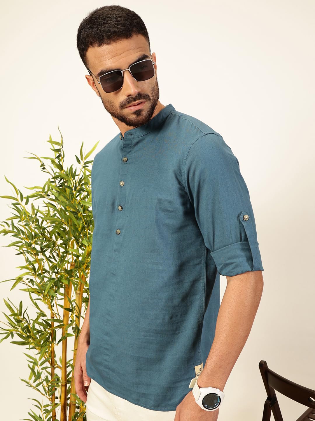 Thomas Scott Mens Linen Solid Kurta Shirt (Ts1529)