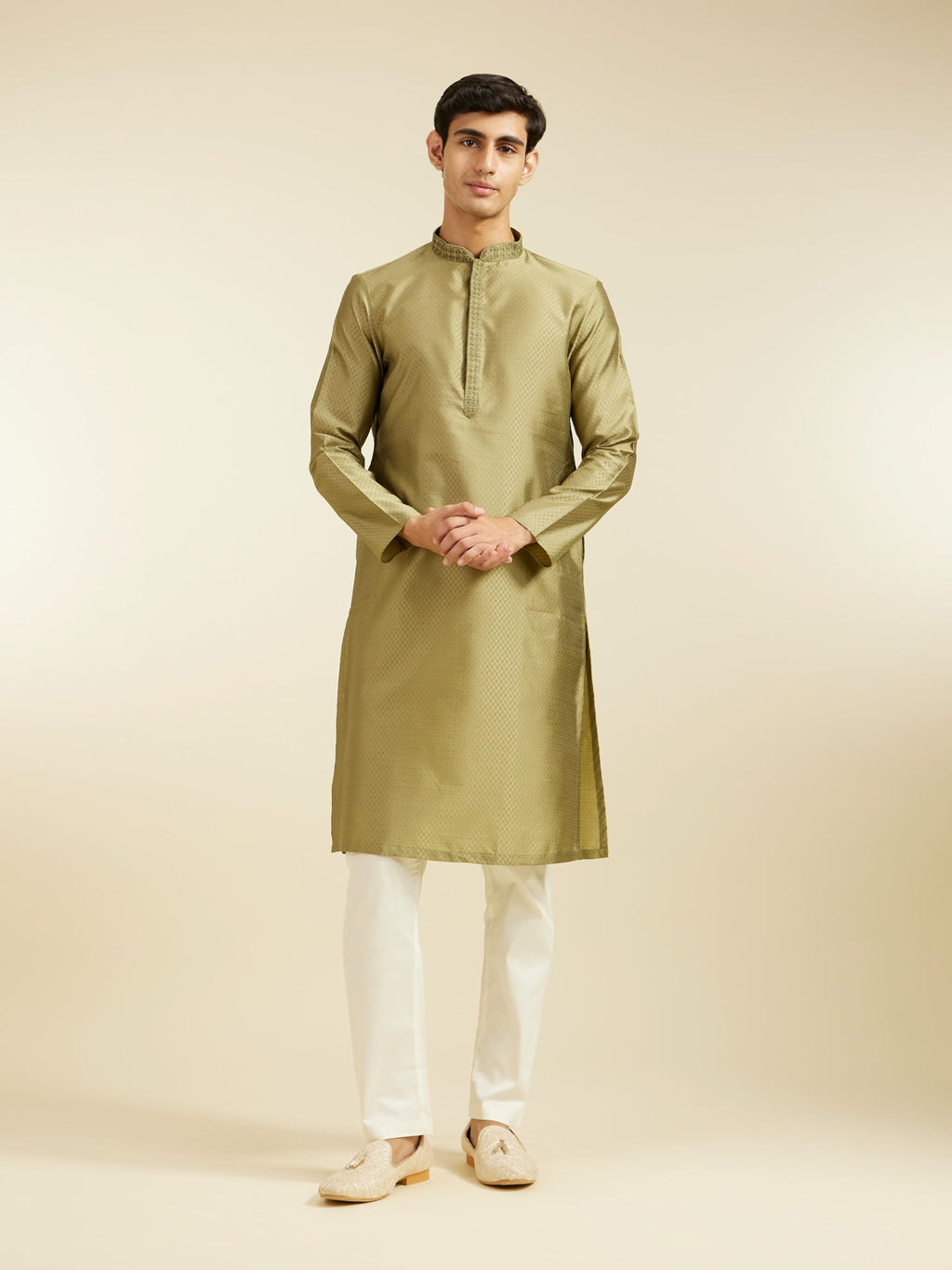 Diwas By Manyavar MenS Art Silk Thread Work Kurta (Green,M)