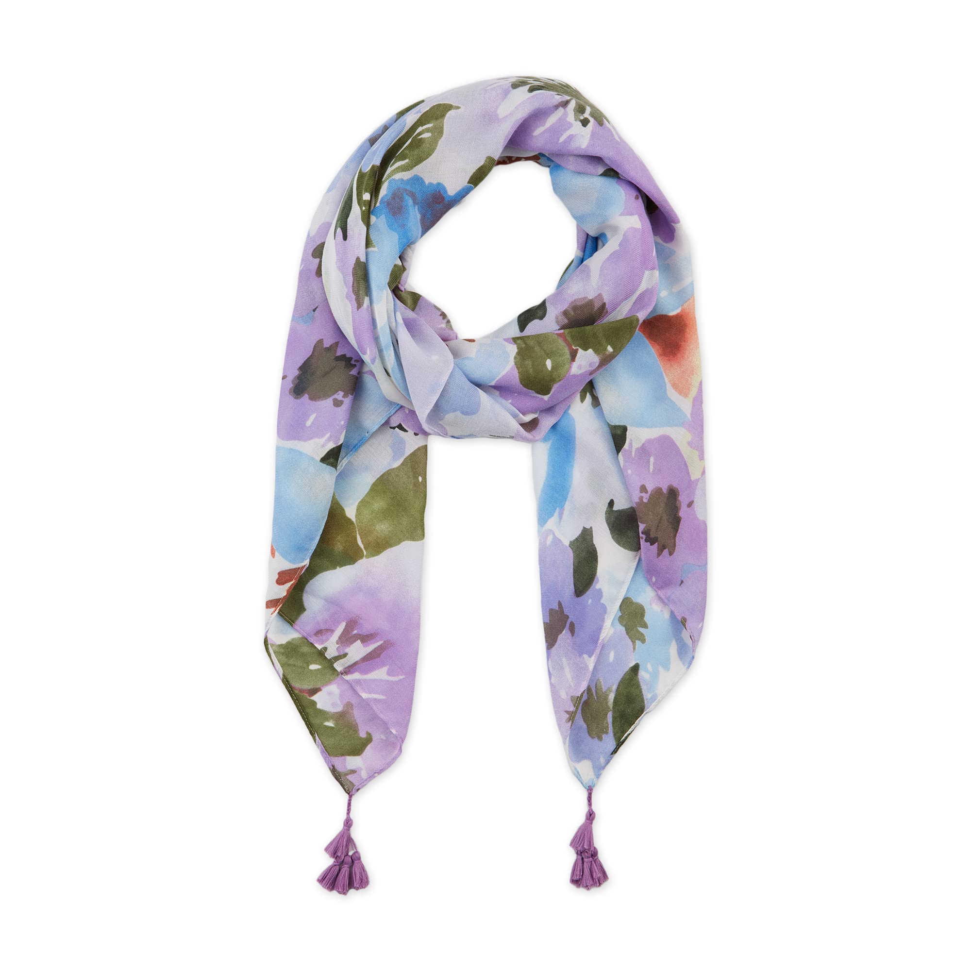 WATERCOLOR BLOSSOM SCARF - PURPLE