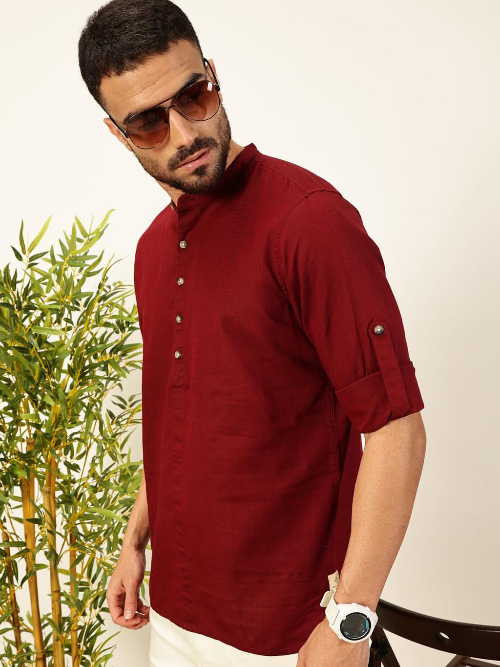 Thomas Scott Mens Linen Solid Kurta Shirt (Ts1529)