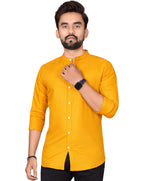 Besix MenS Regular Fit Solid Cotton Shirt | Chinese Collar | Casual | Plain | Branded | Mandarin Collar | Full Sleeve | Summer 