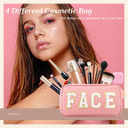 4 Pcs Preppy Makeup Bag Chenille Letter Nylon Cosmetic Bag Makeup Organizer Bag Toiletry Cosmetic Case Preppy Bag with Zipper St