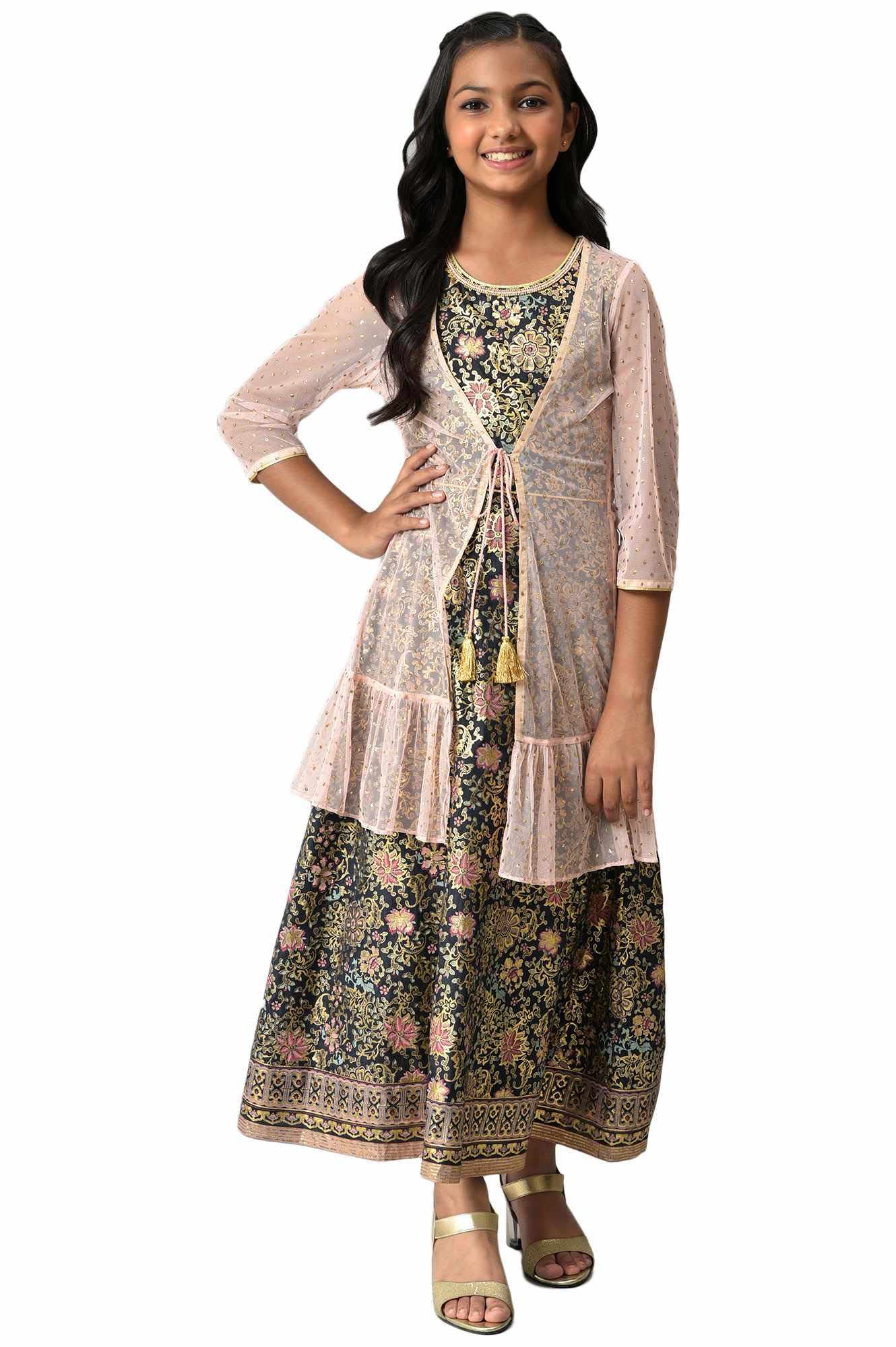 Aurelia GirlS Polyester Gillet-Dress (22Aug10258A-506127_Pink