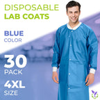 AMZ Medical Supply Disposable Lab coat Pack of 100 Blue Disposable gowns 4X-Large 40 gsm SMS Surgical gowns with Knit Wrists, Kn