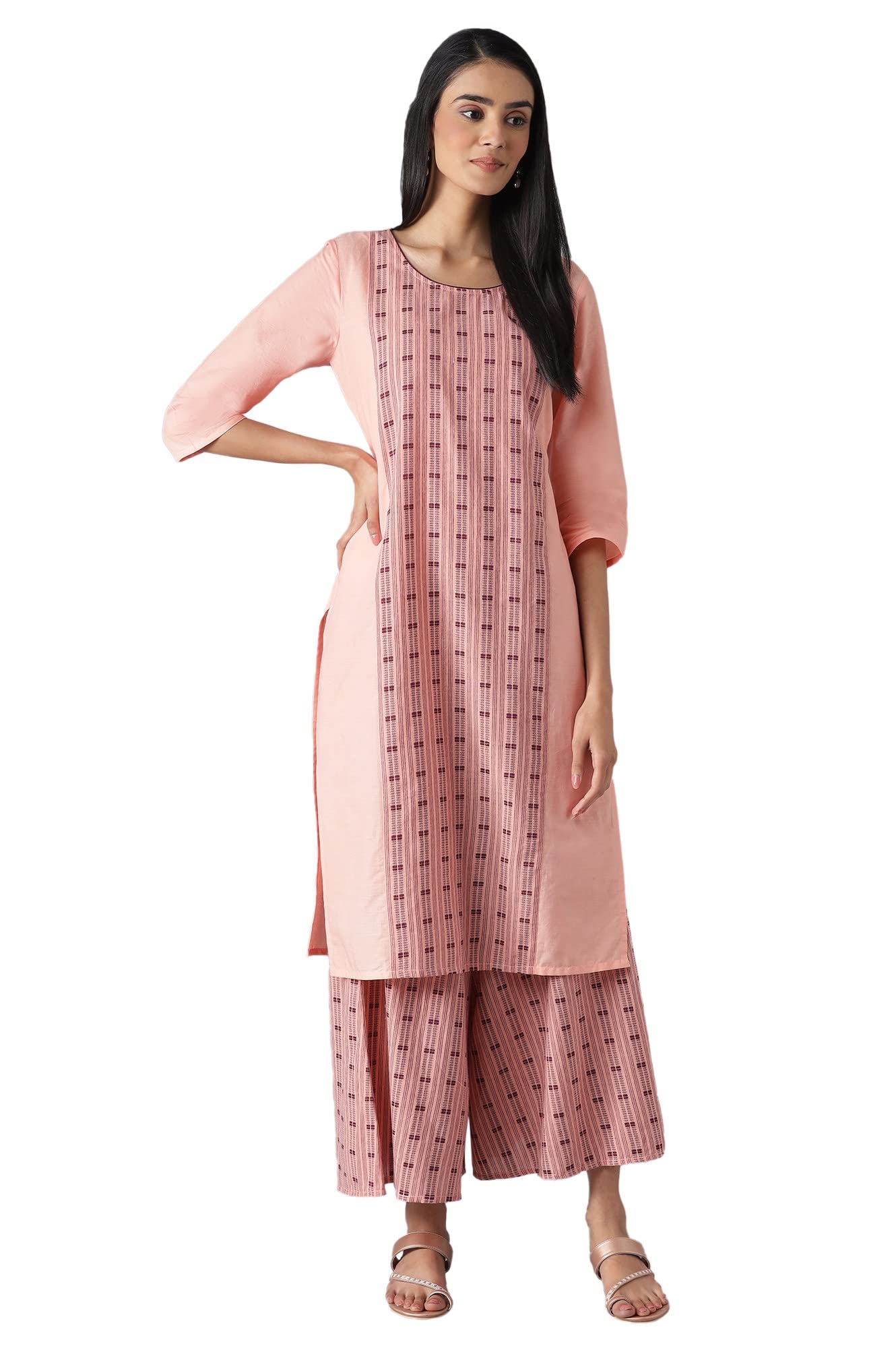 Aurelia Women'S Cotton Kurta & Cullote (22Feas13082-703018_Peach_S)