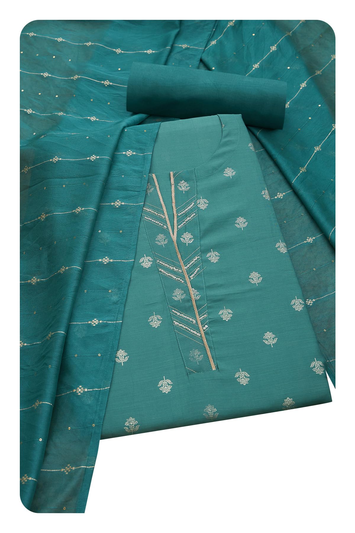 Soch Women Art Silk Foil Print Unstitched Dress Material with Sequins