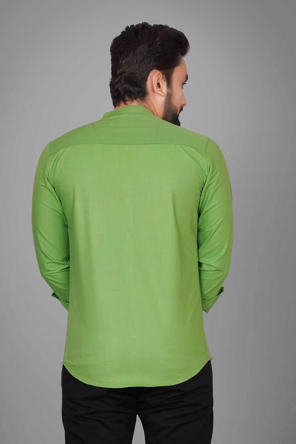 Besix MenS Regular Fit Solid Cotton Shirt | Chinese Collar | Casual | Plain | Branded | Mandarin Collar | Full Sleeve | Summer