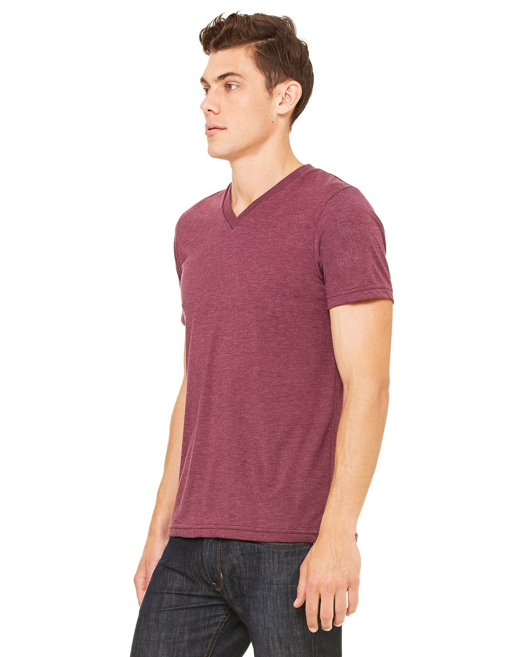 Unisex Triblend V-Neck T-Shirt - BLUE TRIBLEND - S(D0102H7WX36)