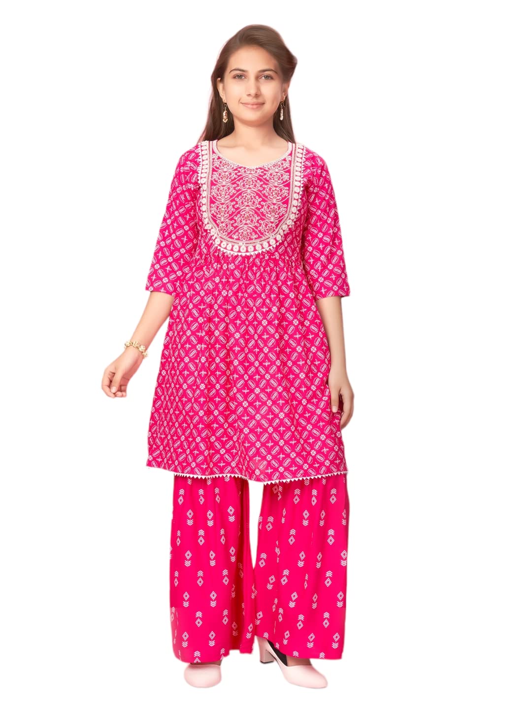 Aarika Girls Cotton Kurti Sharara Set (NEW_SH-AP-C-4_Rani