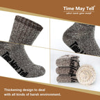 Time May Tell Mens Merino Wool Hiking Cushion Socks Thermal Warm Crew Winter Boot Socks Pack (2Brown,Light Grey,Dark Grey(4 pair