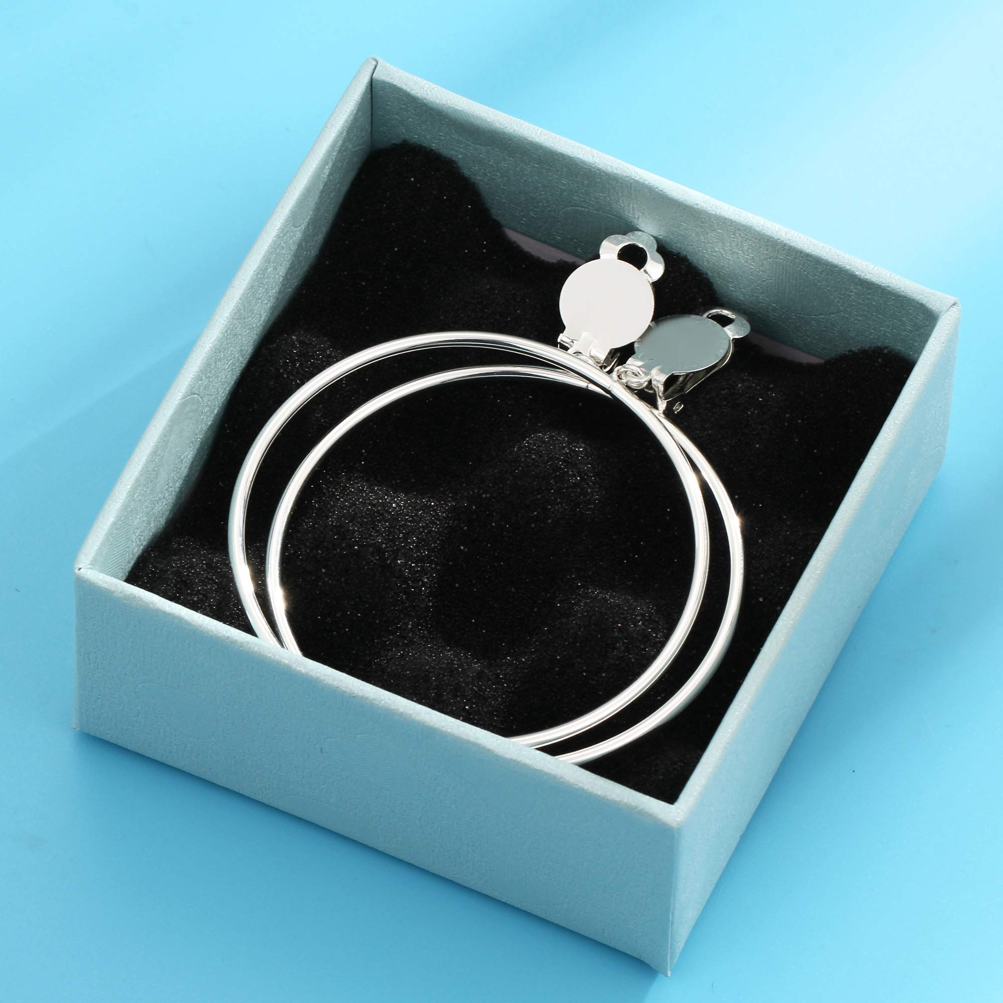 BIRSTONE Halloween Pirate Costumes for Women Clip on 2 Inch Large Big Hoop Minimalist Earrings