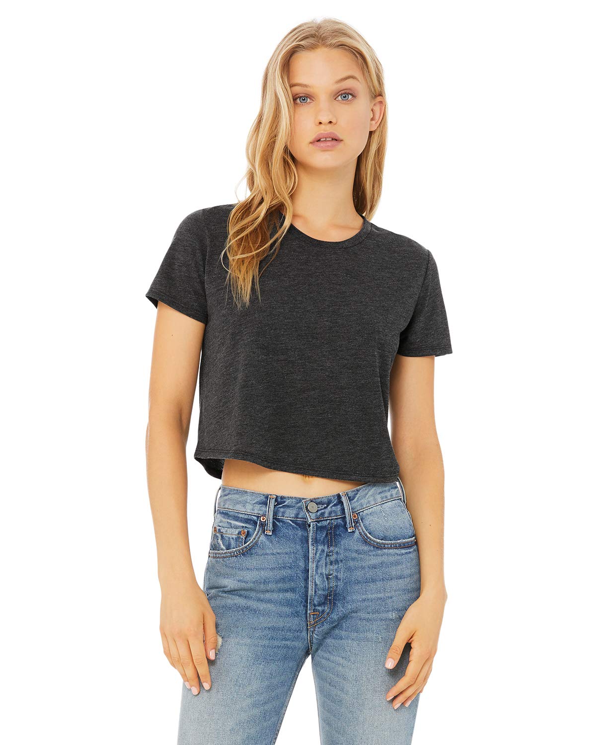 Ladies Flowy cropped T-Shirt - WHITE - S(D0102H7WZc6)