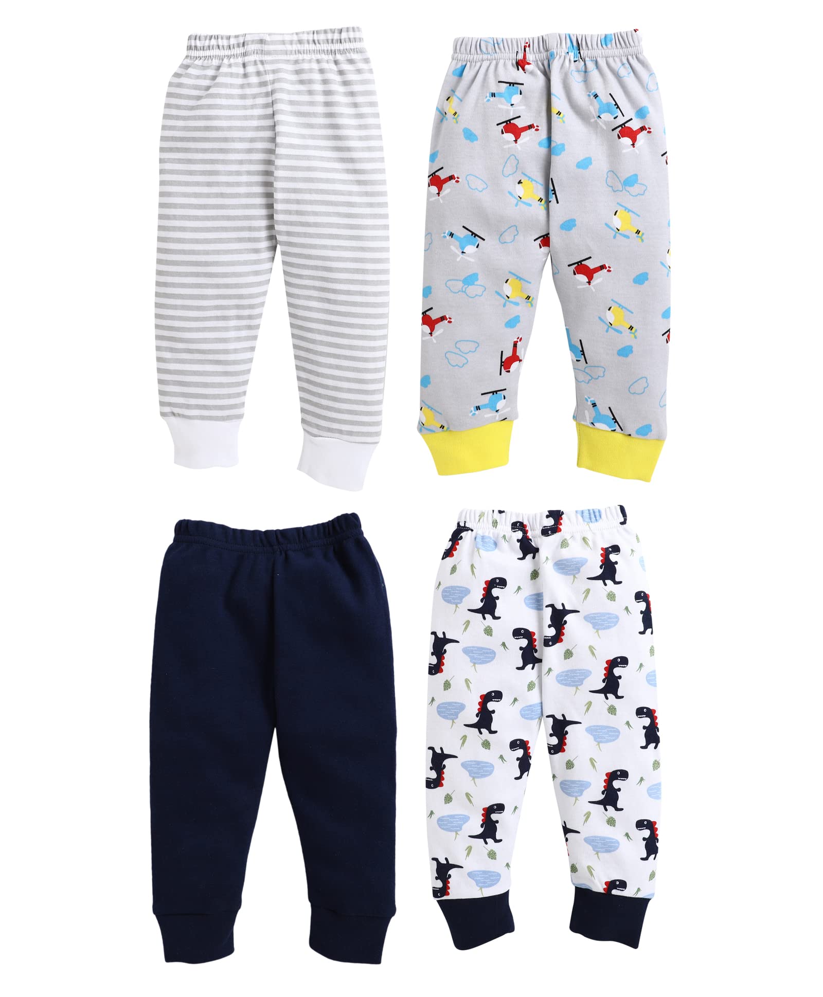 BUMZEE Navy Blue Full Length Pajamas for Boys Pack of 4 Age - 3-6 Months