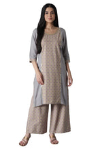 Aurelia Silver Sconch Glittered Geometric Print Kurta-Palazzos Set
