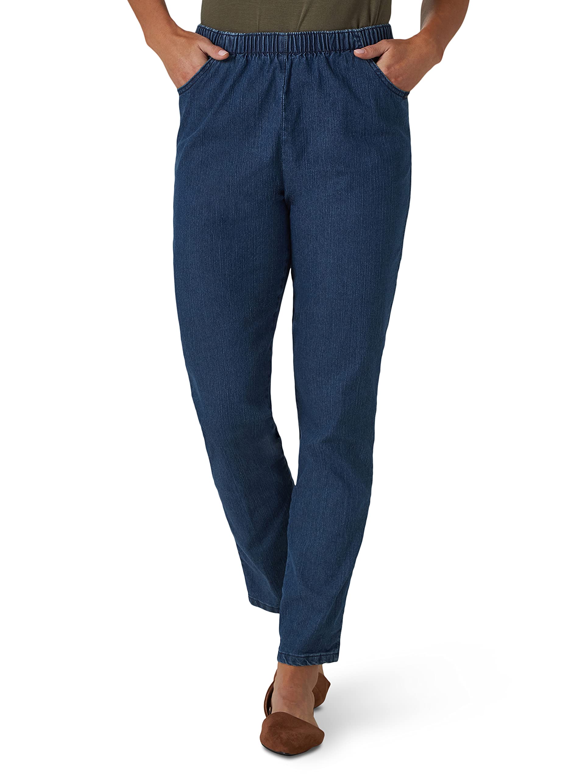 chic classic collection Womens Stretch Elastic Waist Pull-On Legging Pant Mid Shade Denim 8