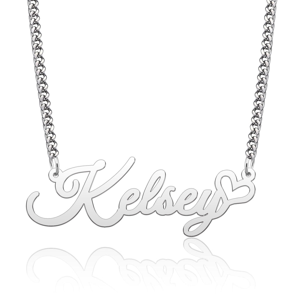 CoolJewelry Personalized Heart Pendant 925 Sterling Silver Custom Name Necklace with Heart Symbol Necklace Jewelry Christmas Gif