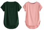 Fabricorn Combo Of Plain Bottle Green V-Neck And Dusty Rose Round Neck Up And Down Cotton Tshirt For Women (Bottle Green And Dus