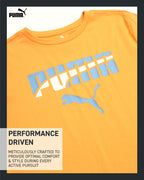 PUMA Boys' T-Shirt - Cat Logo T-Shirt for Boys - Athletic Crewneck Short Sleeve Tee (S-XL), Size Large, Medium OrangeGrey
