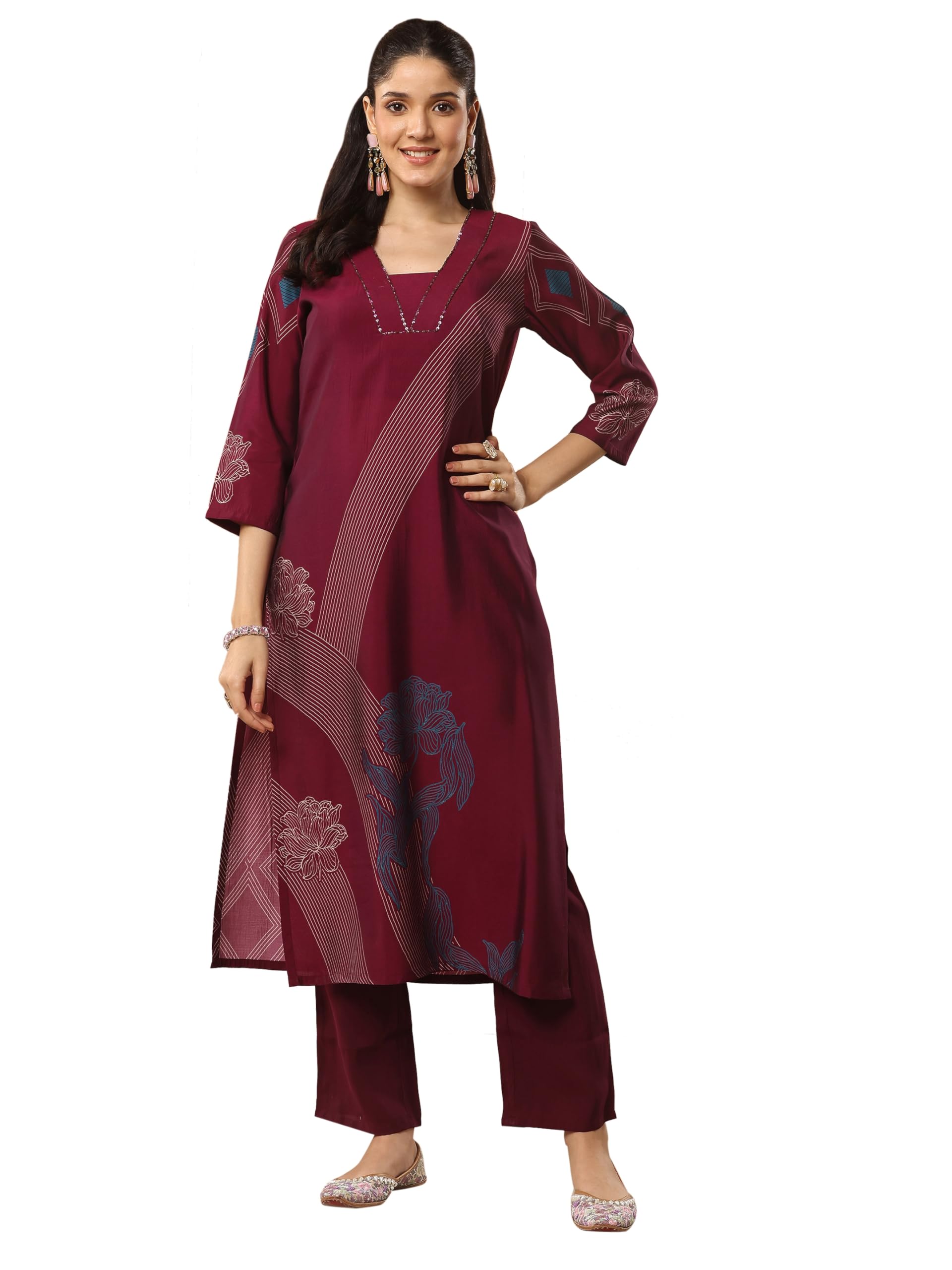 Gerua By Libas Printed Silk Straight Kurta