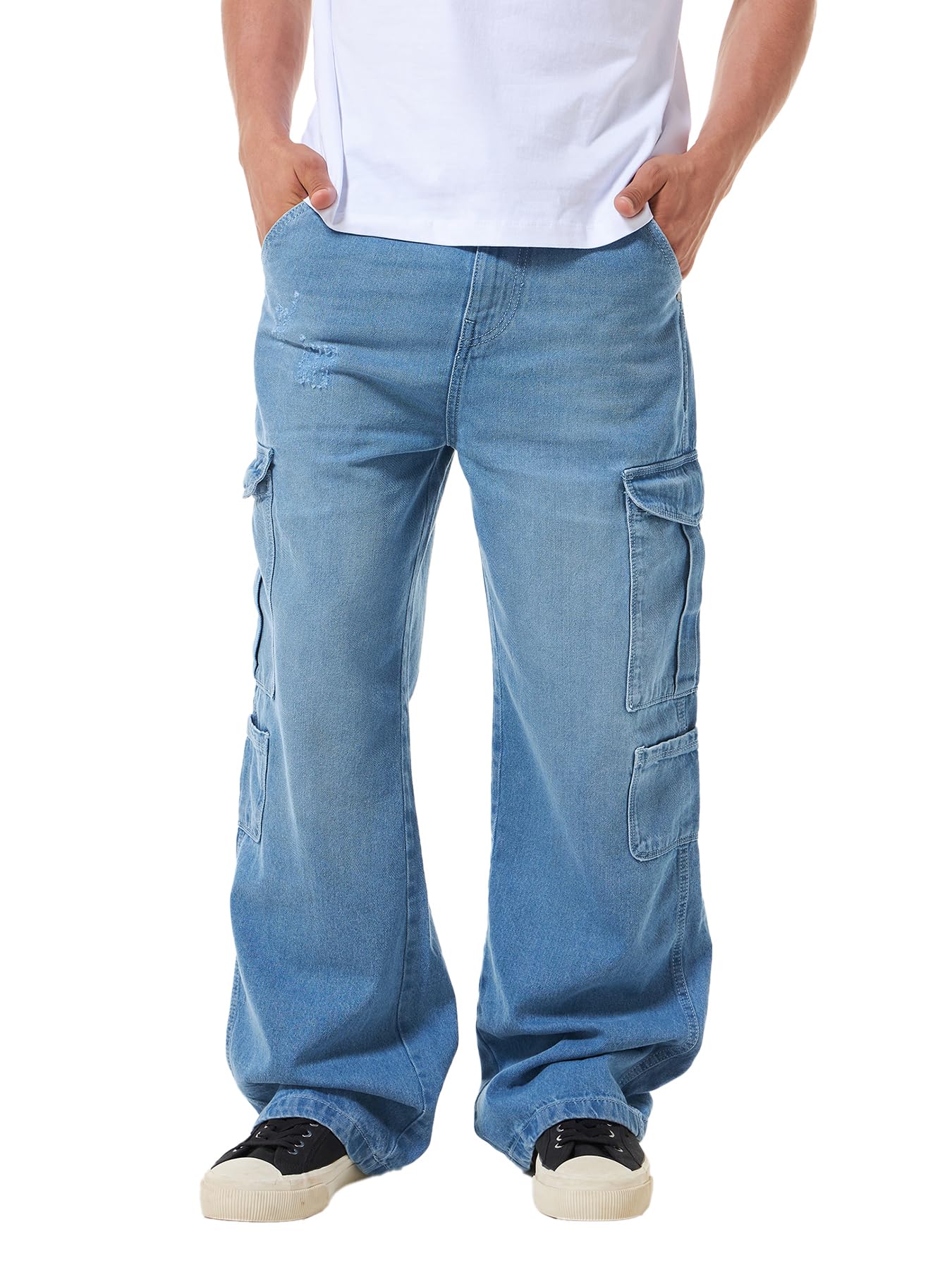Bewakoof Mens Solid Straight Fit Cotton Baggy Jeans_624696_Blue_30