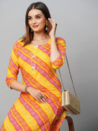 ANNI DESIGNER Ladies Cotton Blend Kurta with Trousers, red, L