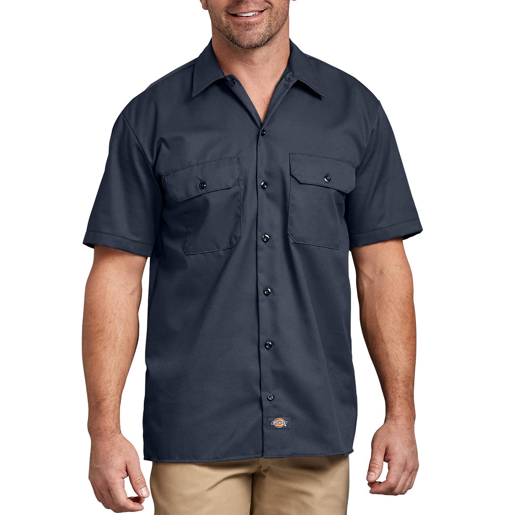Dickies Men's Big and Tall Short Sleeve Work Shirt, Dark Navy, Extra Large