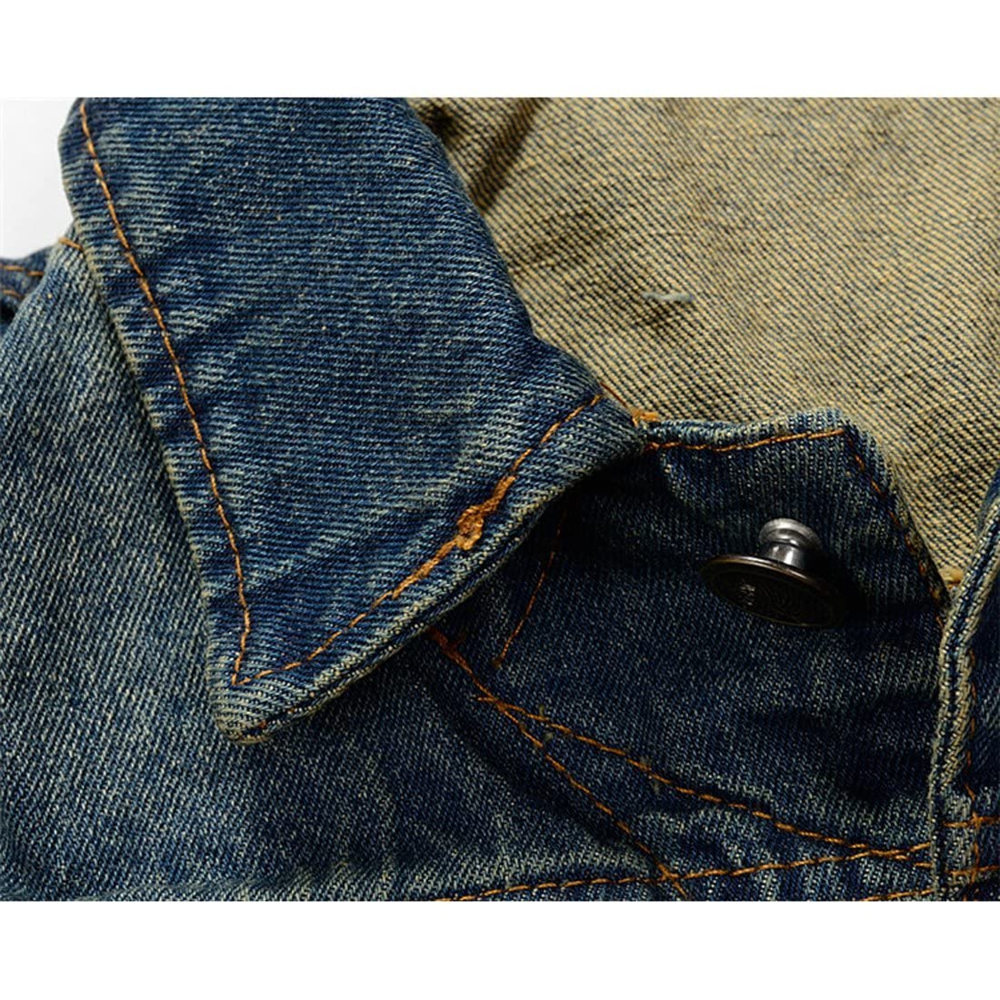 NASKY Men's Fit Retro Ripped Denim Vest Sleeveless Lapel Jean Vest Jacket Waistcoat Top(X-Large,Dark blue)