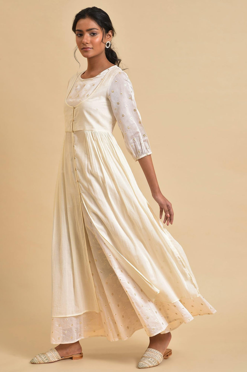 W For Woman Women'S Polyester Floral Regular Kurta & Culotte