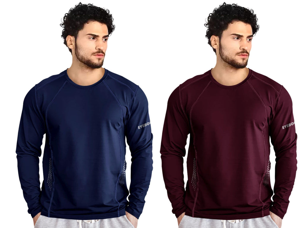 Noble Monk MenS Round T Shirt (Combo Pack Of 2) -Regular Fit |Full Sleeves |Solid Pattern | Casual T-Shirt For Men