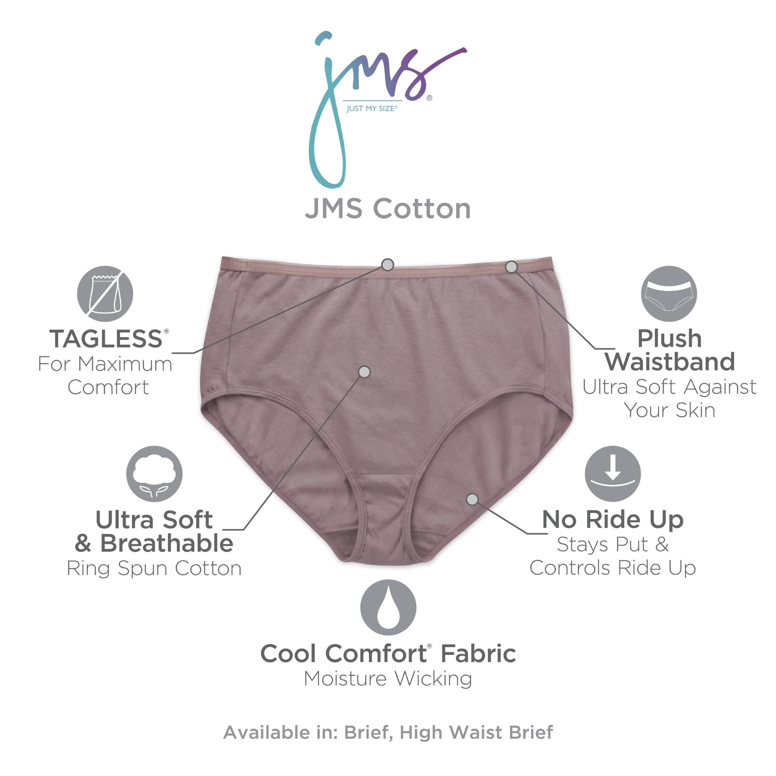 JUST MY SIZE womens Cool Comfort Cotton 10-pack Briefs, Assorted, 13 US