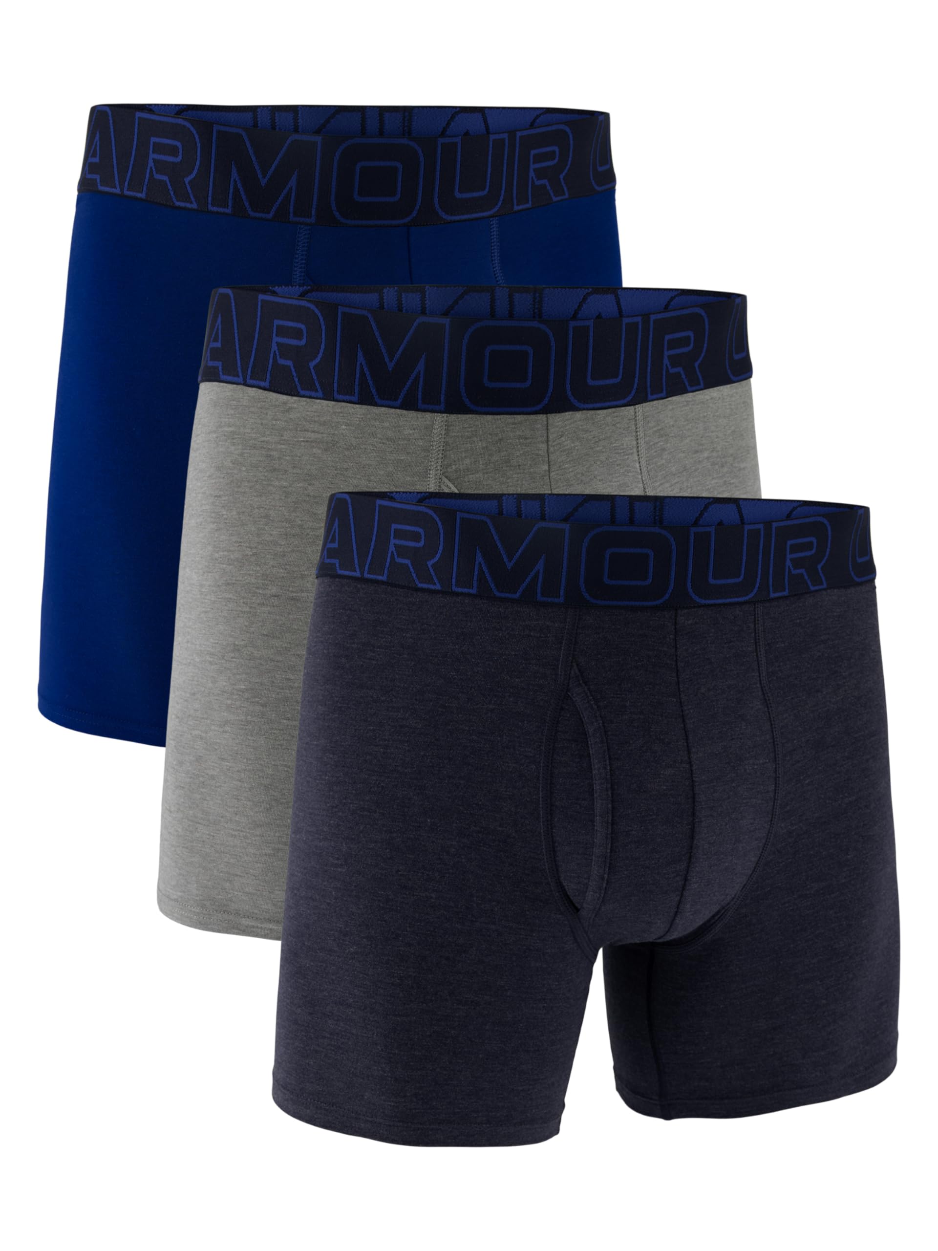 Under Armour Performance Cotton Boxer - Solid 6in 3-Pack, Midnight Navy - Core, MD
