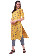 Lookmark Women'S Crepe Printed Regular Kurti | Kurta (K1100-L) Yellow