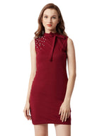 Miss Chase WomenS Cotton Body Con Dress(Mcss18D10-69-143-06,Maroon,X-Large)