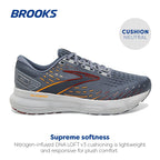 Brooks Men's Glycerin 20 Neutral Running Shoe - Grey/Chili Oil/Orange - 12 Medium