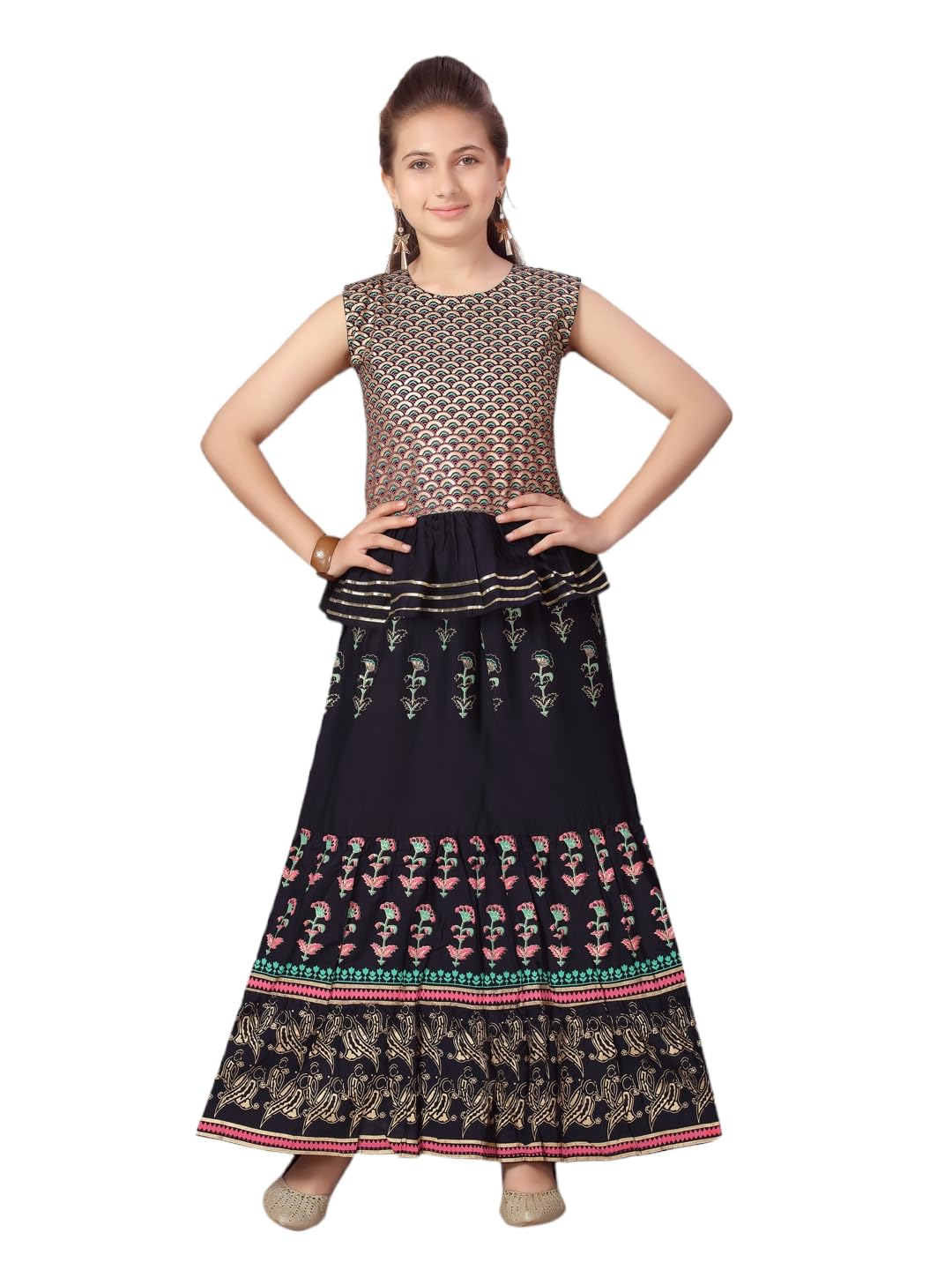Aarika Girls Navy-Blue colour Lehenga Choli (JLY_MR_LCH_K_67_NAVY_BLUE_34)