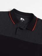 Dennis Lingo MenS Slim Fit Black Colorblocked Polo T-Shirt