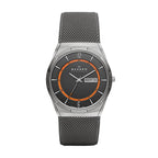 Skagen Men's Melbye Three-Hand Day Date Charcoal Gray Titanium Mesh Band Watch (Model: SKW6007)