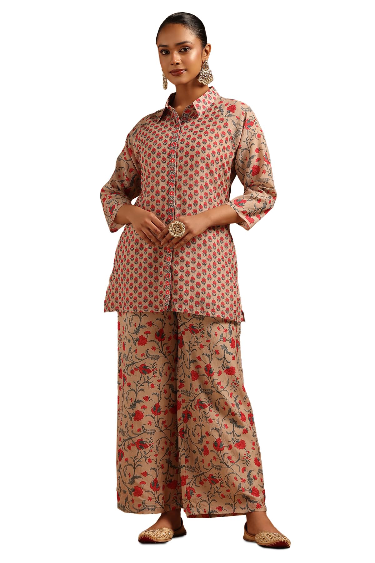 Soch Women Pattern: Botanical Fabric: Mul Chanderi Closure: Slip On Package Contains: Tunic Palazzo