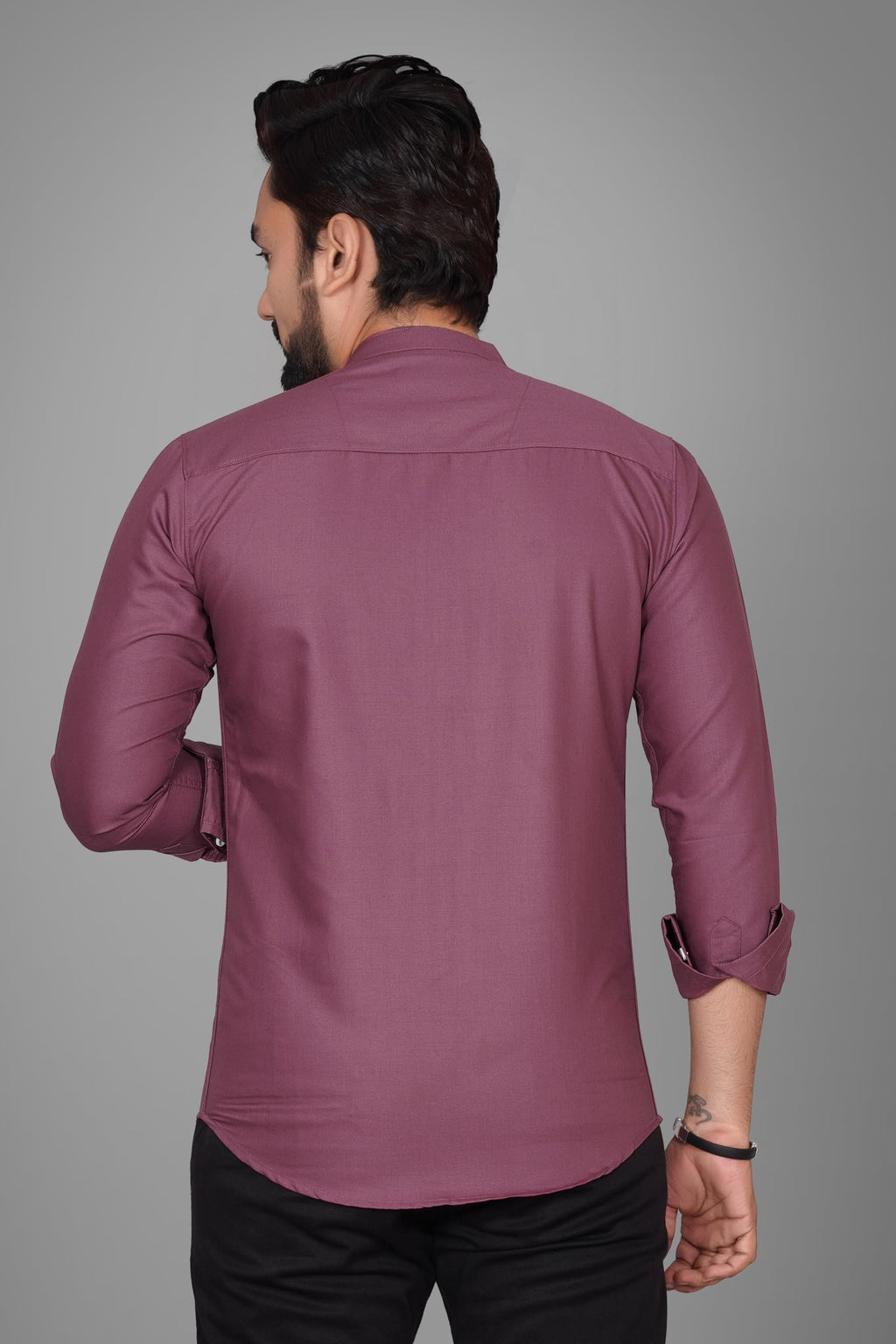 Besix MenS Regular Fit Solid Cotton Shirt | Chinese Collar | Casual | Plain | Branded | Mandarin Collar | Full Sleeve | Summer