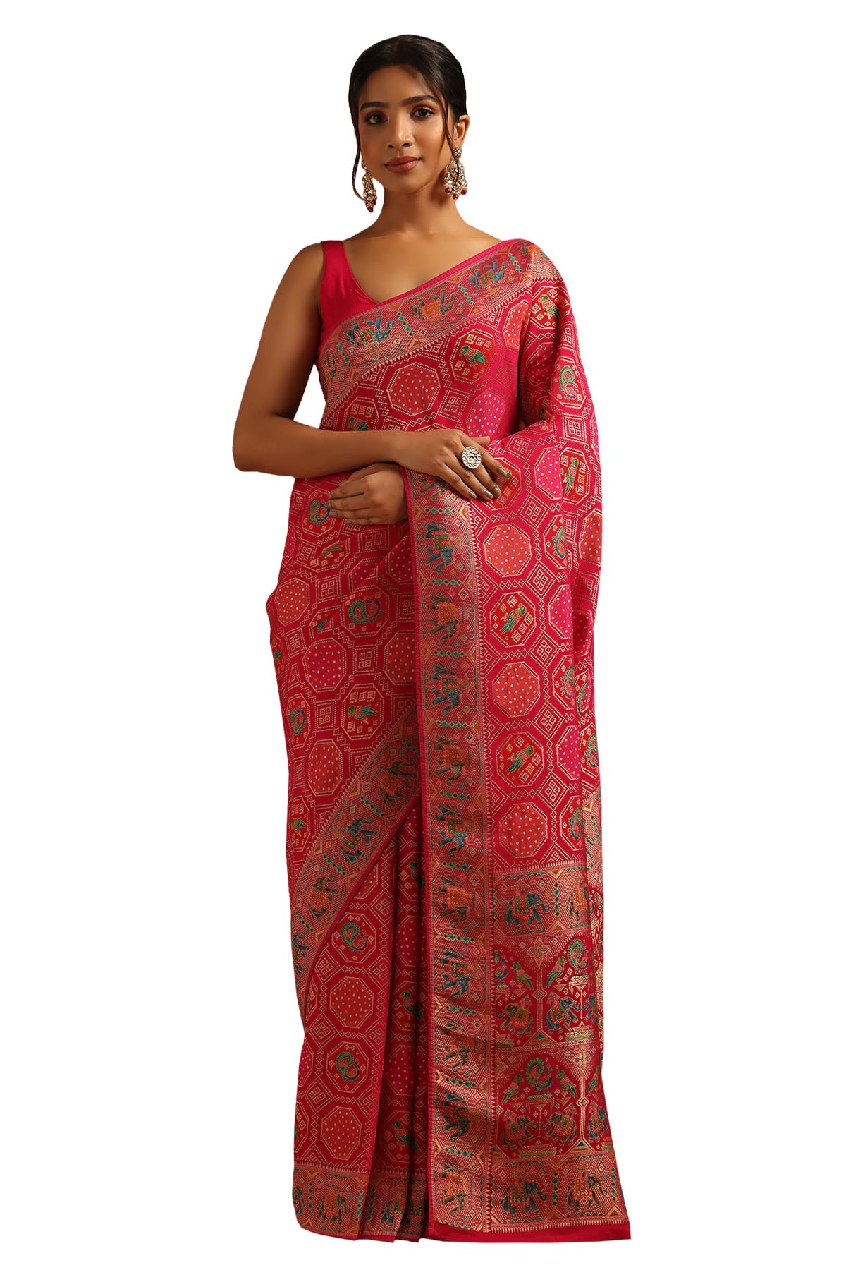 Soch Women Georgette Bird Motifs Saree with Zari Woven