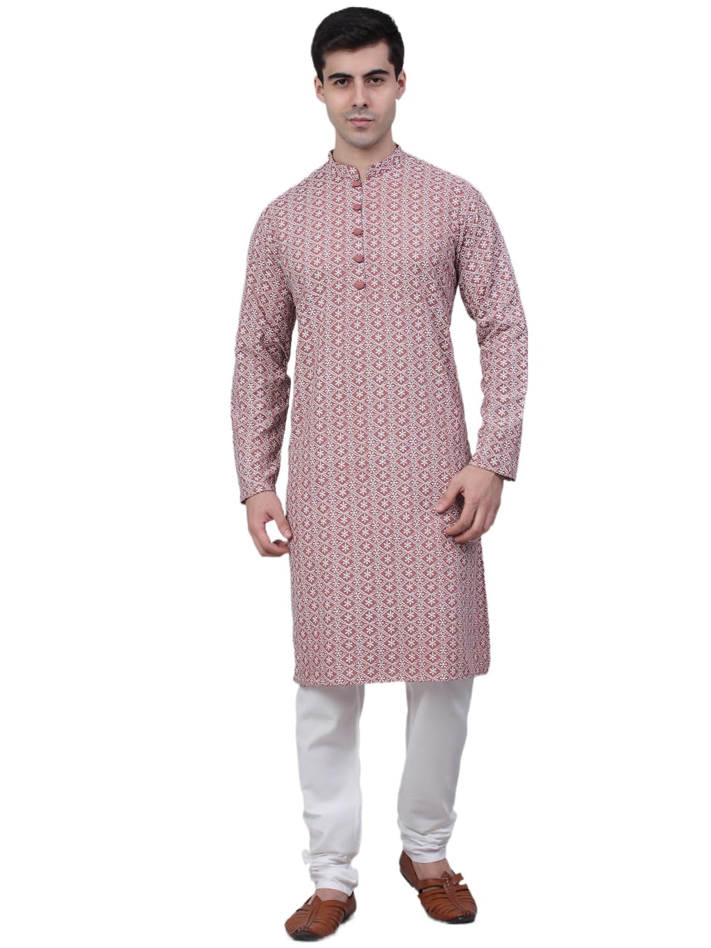 Jompers Mens Floral Embroidered Kurta Pyjama Set