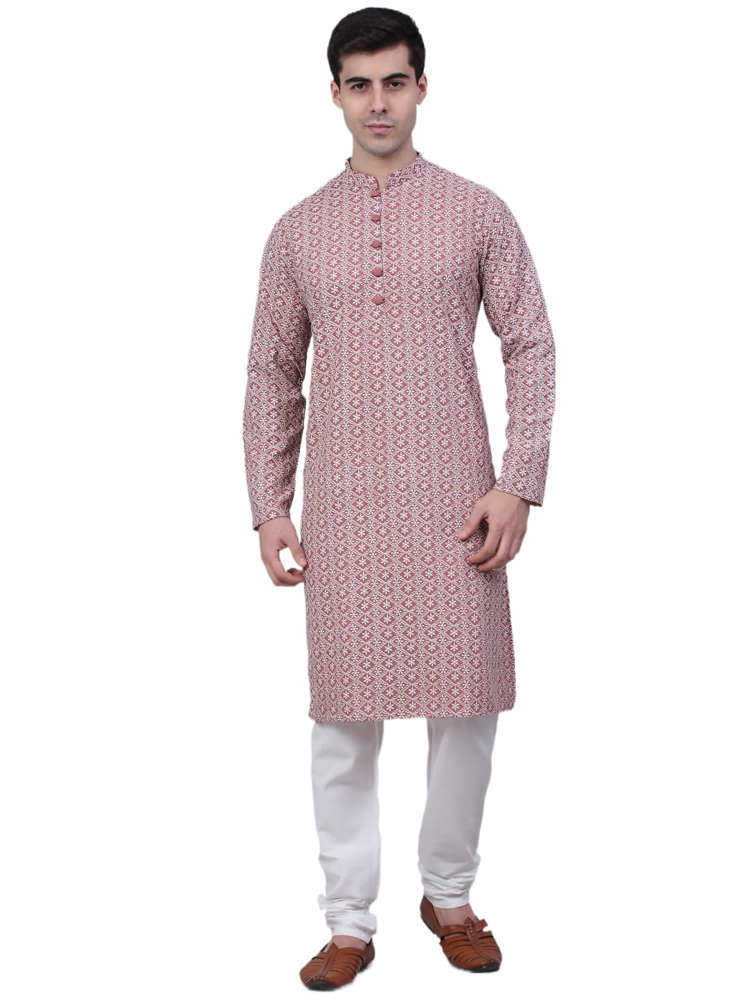 Jompers Mens Floral Embroidered Kurta Pyjama Set